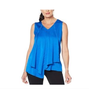 IMAN WOMEN'S GLOBAL CHIC ASYMMETRIC TIERED TANK TOP XS NWT